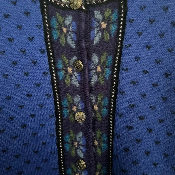 Vintage Nordic Blue Metal Button Sweater PS Wool - Picture 4 of 4